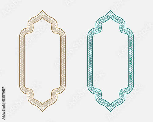 Islamic Tazhib iranian frame text box Art border design floral plant set vector