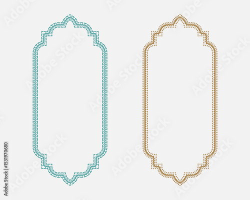 Islamic tazhib style frames text box art with iranian floral borders plant inspired decorative set for cards, covers, and invitations