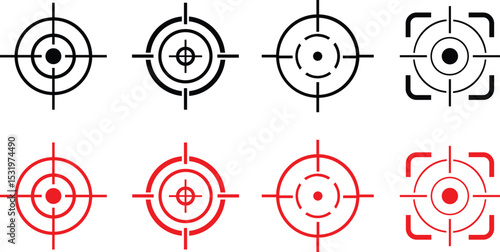 Target icon set.target icon on isolated background. Crosshair icon in black.Editable Stroke, Pixel Perfect, Stock Illustration. Goal symbol collection. Darts icon. Hitting the bullseye icon line.