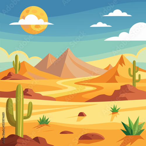 Majestic Desert Landscape. Arid Beauty Under the Sun