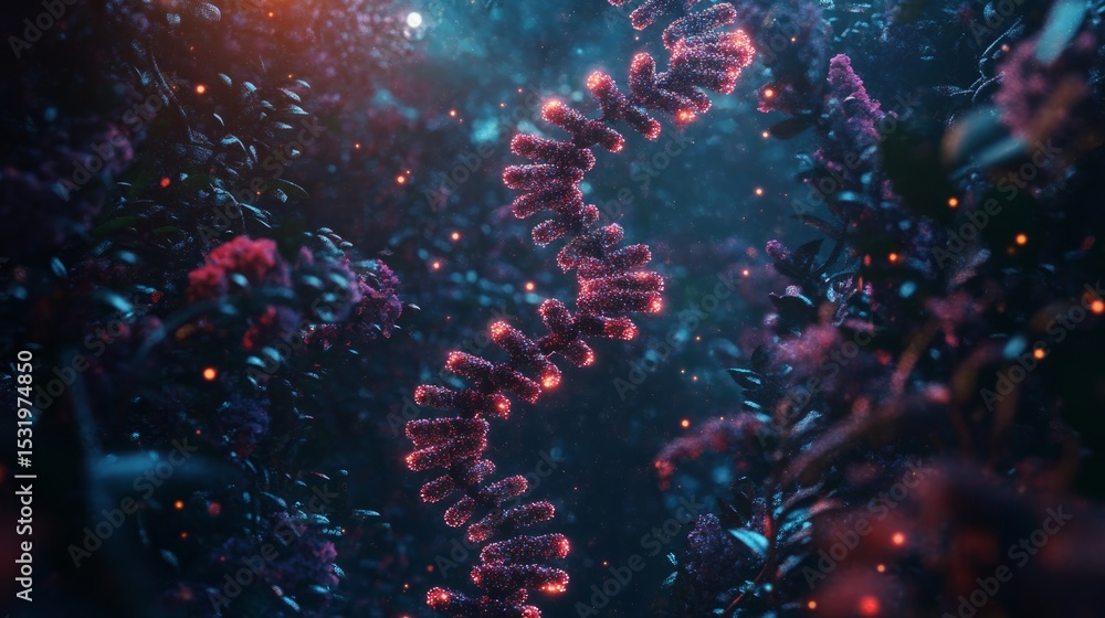 Scientist conducting genetic research in modern biotech laboratory with dna helix structure and molecular technology interface for advanced genome analysis and biotechnology innovation Scientist conducting genetic research in modern biotech laboratory with dna helix structure and molecular technology interface for advanced genome analysis and biotechnology innovation