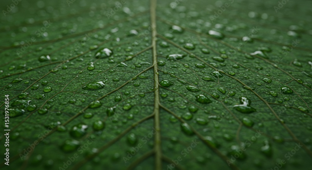 Closeup of Green Leaf with Water Droplets Closeup of Green Leaf with Water Droplets