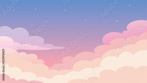 Abstract cloudscape with soft pastel colors and minimalist sky illustration