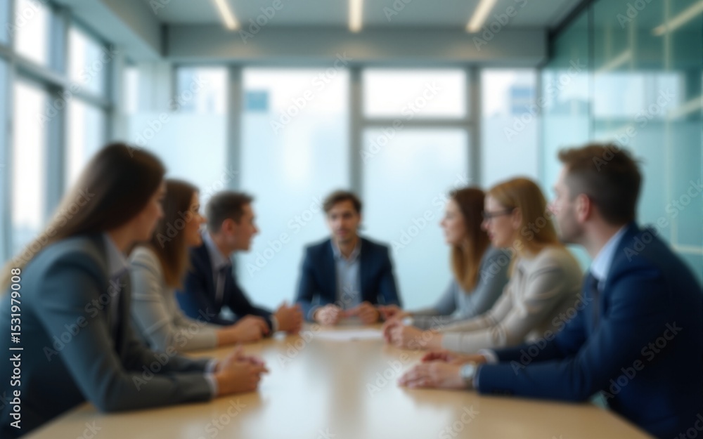 Blurred Group of business people having a meeting or brainstorming in a boardroom, glass partitions. High quality Blurred Group of business people having a meeting or brainstorming in a boardroom, glass partitions. High quality