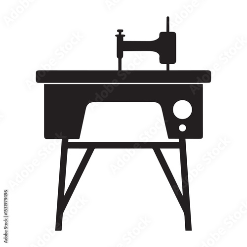 old sewing machine icon silhouette vector illustration isolated on white