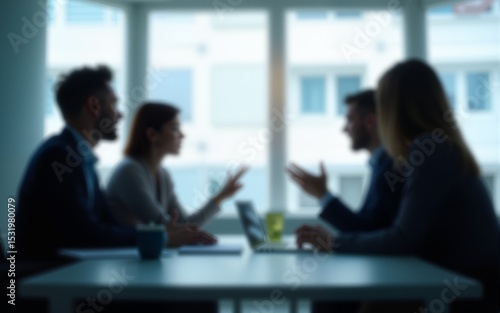 Blurred people silhouettes working in office, manager strategy, teamwork brainstorming, abstract business background. High quality