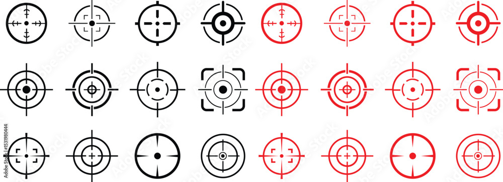 Target icon set.target icon on isolated background. Crosshair icon in black.Editable Stroke, Pixel Perfect, Stock Illustration. Goal symbol collection. Darts icon. Hitting the bullseye icon line. Target icon set.target icon on isolated background. Crosshair icon in black.Editable Stroke, Pixel Perfect, Stock Illustration. Goal symbol collection. Darts icon. Hitting the bullseye icon line.
