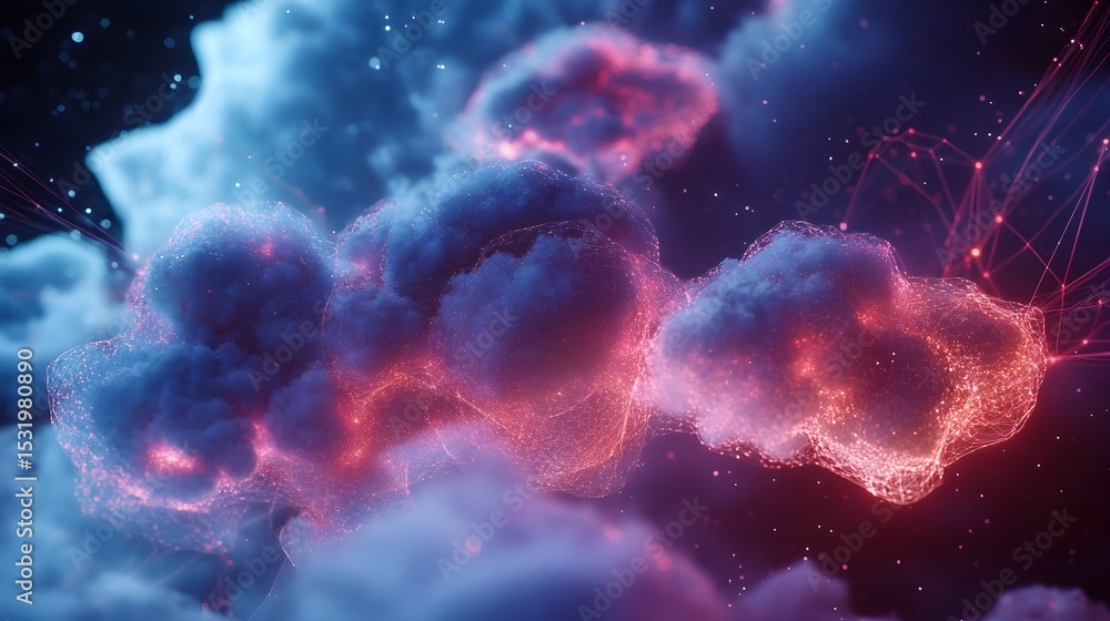 Fototapeta premium Abstract cloud network digital data flow