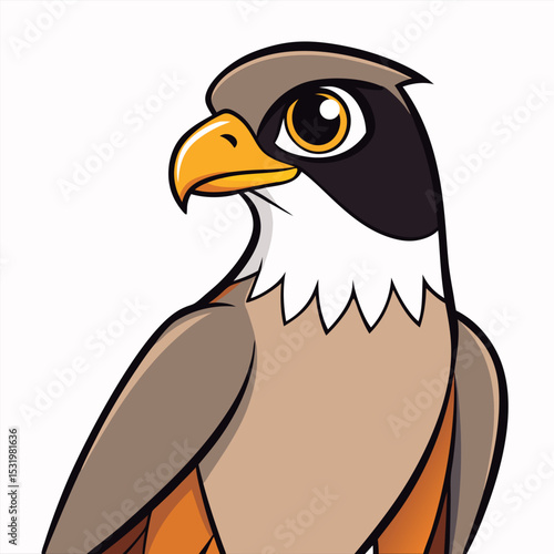 Vector illustration of a Cute cartoon falcon portrait.