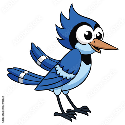 Blue jay caught ruffling its feathers, displaying its vibrant blue.