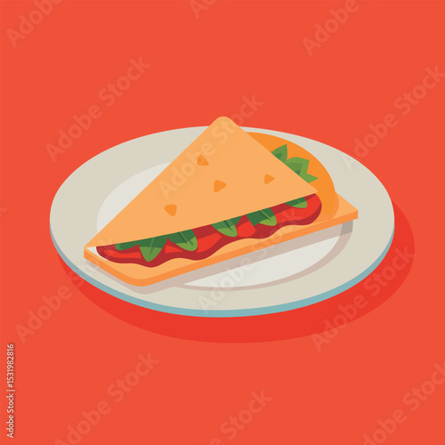 Appetizing crepe sandwich on a plate.