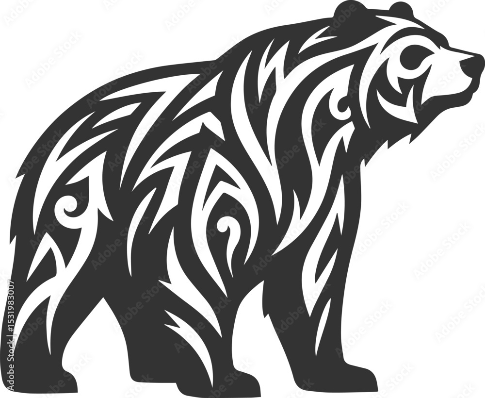 Obraz premium Big animal mammal vector of a bear silhouette