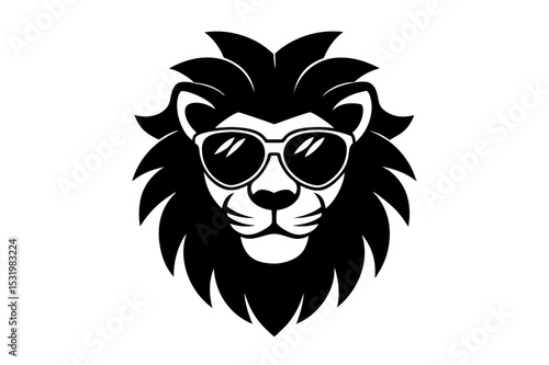 lion head with sunglass silhouette