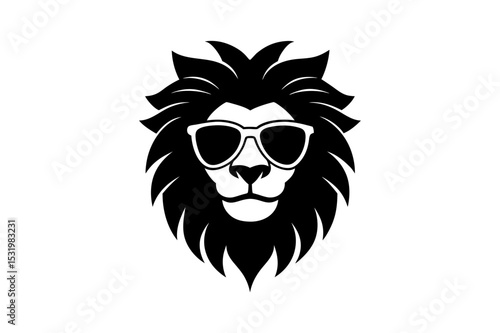 lion head with sunglass silhouette