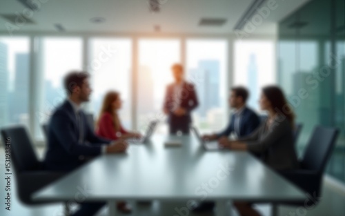 Soft blurred business people in a meeting room. Modern office company concept. High quality