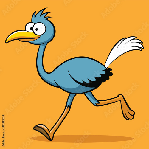 Ostrich running across the savanna, its long legs blurring in motion.