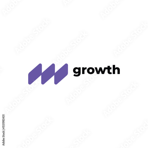 Growth Logo Design: Purple Abstract Symbol Representing Progress and Expansion