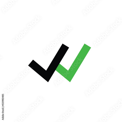 Double Checkmark Logo: Black and Green Confirmation Symbol