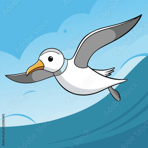Petrel bird gliding gracefully over the open ocean, catching the sea breeze.