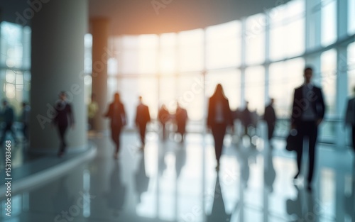 Wallpaper Mural Blurred office building lobby with people walking in a modern corporate environment. Intentionally blurred background with clean minimalist design and architecture. High quality Torontodigital.ca