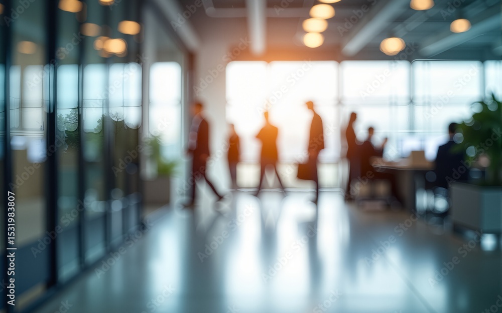 Bright business workplace with people in walking in blurred motion in modern office space. High quality Bright business workplace with people in walking in blurred motion in modern office space. High quality