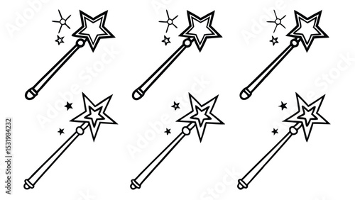 Magical wands collection whimsical vector graphics
