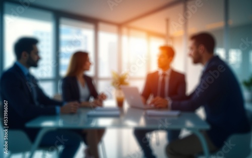 business people meeting at table. Abstract blurred office interior space background. blue and orange colors. Business concept. High quality