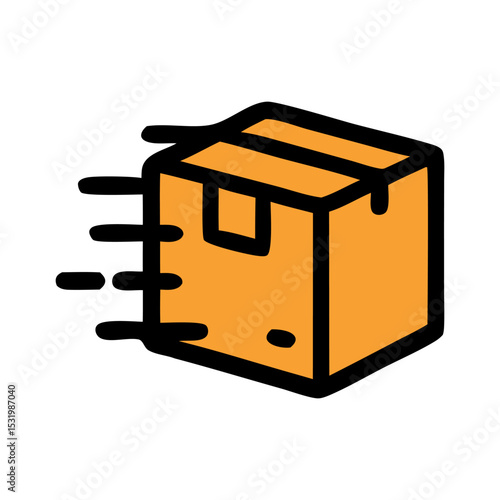 Fast Delivery Package: A digitally rendered image of a swiftly moving package, symbolizing the efficient and timely delivery of goods or services.