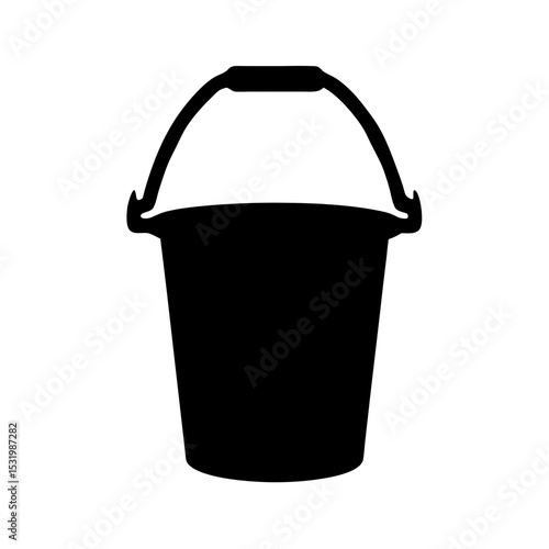 Black silhouette of a bucket with a handle on a white background