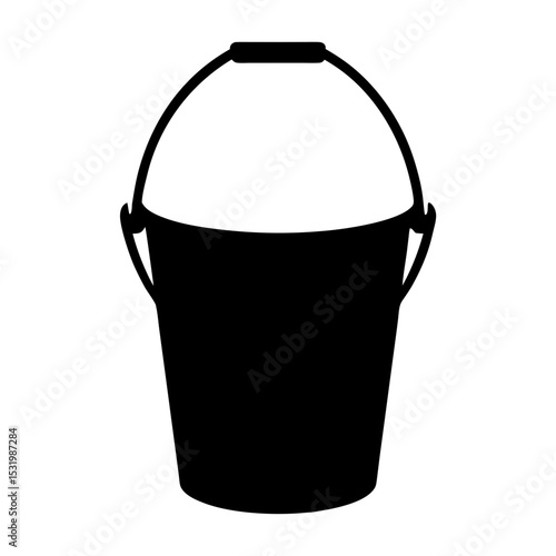 Simple black and white silhouette of a bucket with handle illustration