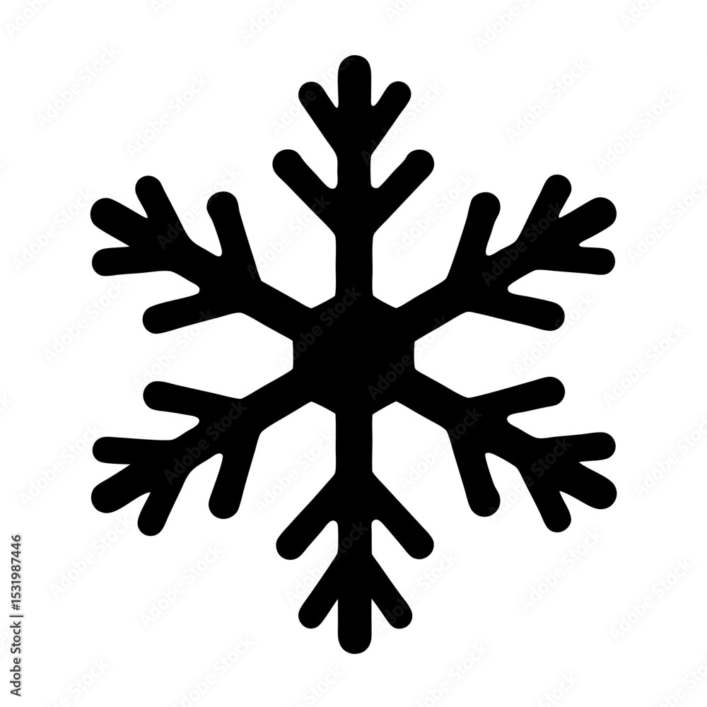 Simple yet elegant black snowflake vector image on a stark white background Simple yet elegant black snowflake vector image on a stark white background