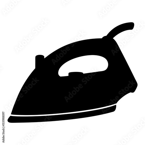 Simple black and white illustration of an electric clothing iron tool