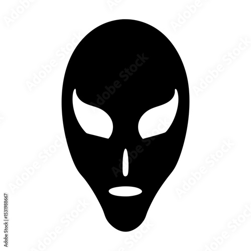 Simple black and white alien head graphic vector illustration isolated design