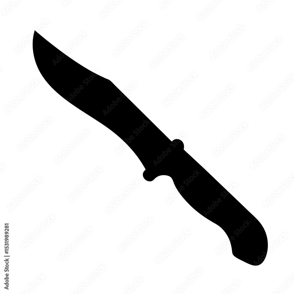A sleek silhouette of a hunting knife set against a white backdrop A sleek silhouette of a hunting knife set against a white backdrop