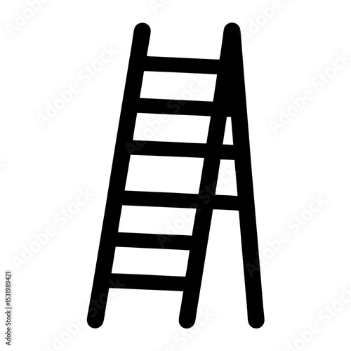 Stylized black silhouette of a step ladder with rounded edges and rungs
