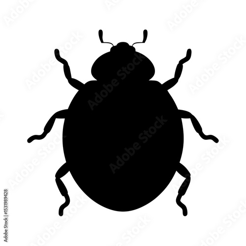 Silhouette of a ladybug with visible antennae and legs, vector illustration