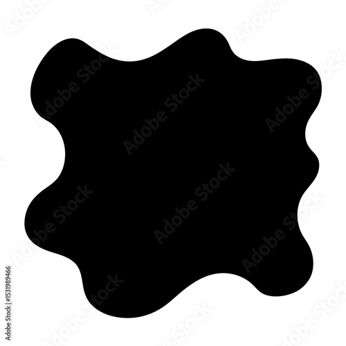 Abstract Black Blob Shape with Rounded Edges Floating on White Background