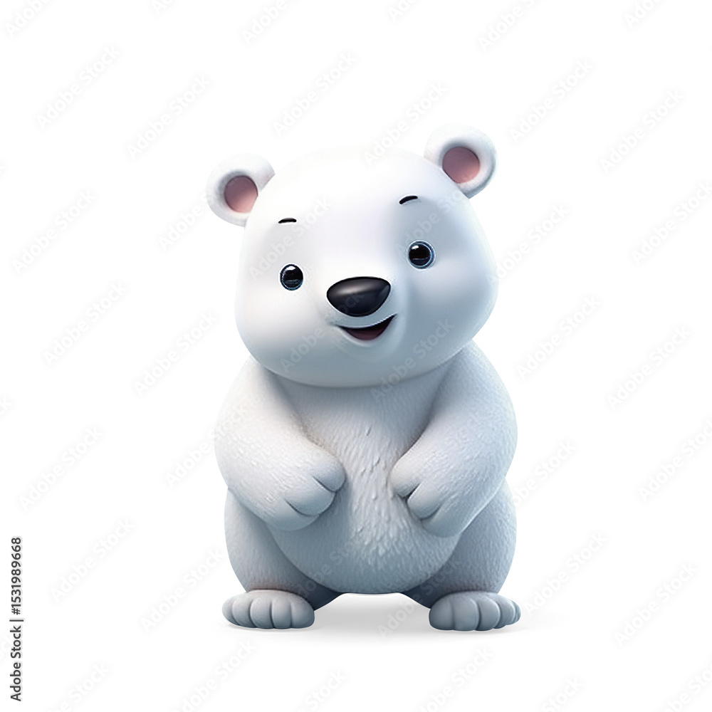 Naklejka premium Cute 3D Cartoon Polar Bear with on a Transparent Background