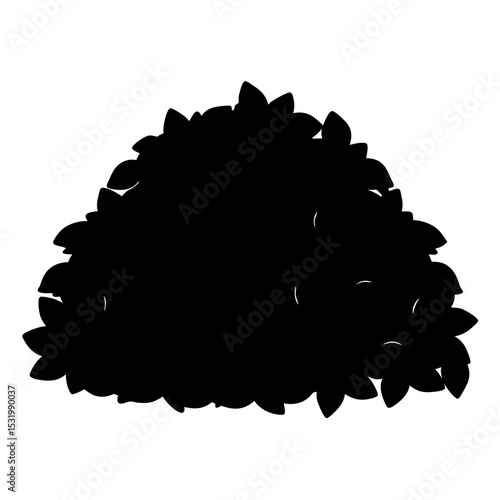 Dense foliage silhouette representing a bush or hedge on a white background