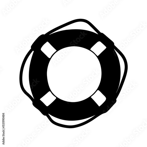 A simple black and white life preserver for water safety and rescue