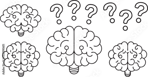 Confused Brain Icon Memory Loss Cognitive Decline Confusion Mental Health Symbol Flat Vector