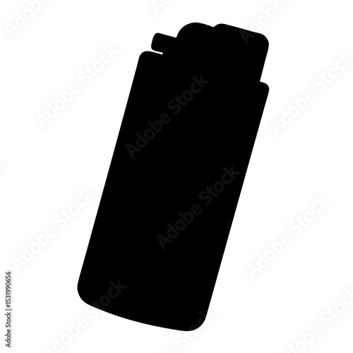 Simple black silhouette image of a standard disposable butane lighter