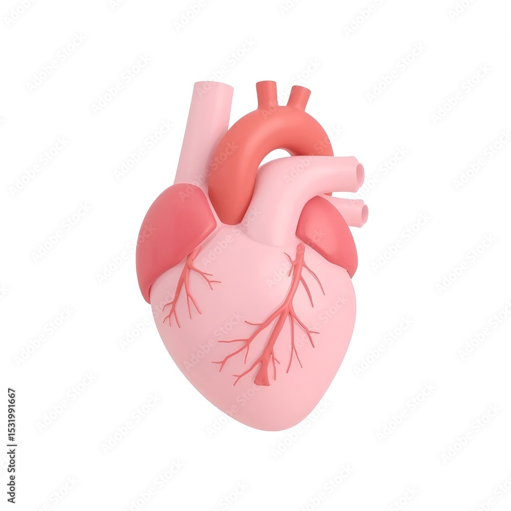 3D Human Heart Organ Icon in Soft Pastel Colors – Modern Medical and Anatomy Illustration 3D Human Heart Organ Icon in Soft Pastel Colors – Modern Medical and Anatomy Illustration
