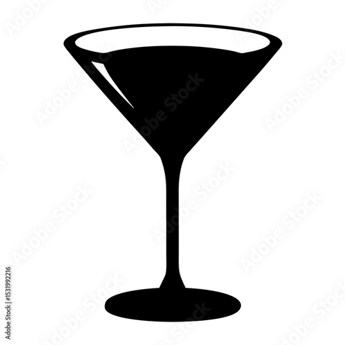Minimalist black and white illustration of a classic elegant martini glass shape
