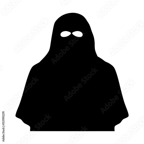 Silhouette of mysterious figure, hidden identity, balaclava, two eye openings