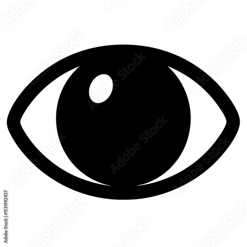 Simple black and white eye design representing sight and perception