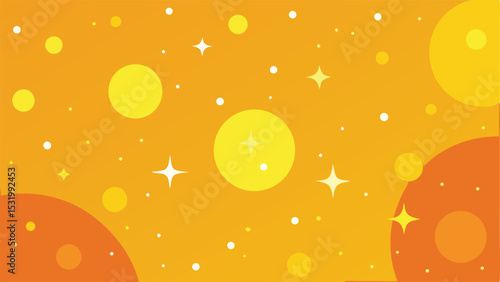 Abstract orange and yellow background with stars and circles suitable for designs