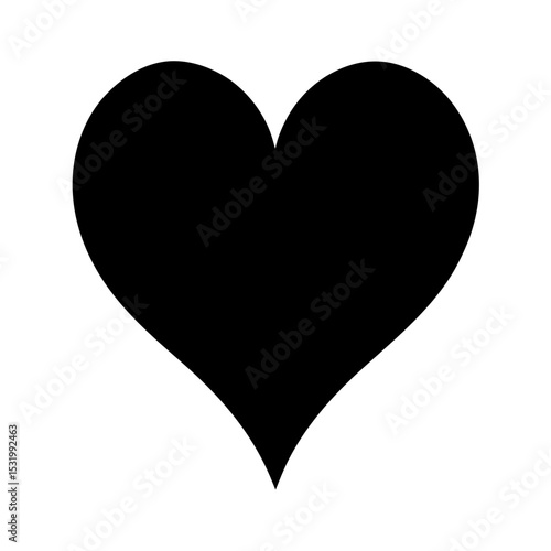 A simplistic graphic of a black heart shape on a white background