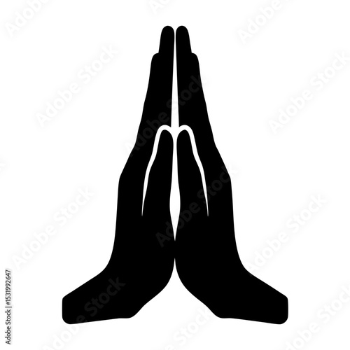 Silhouette of two hands pressed together in a gesture of prayer