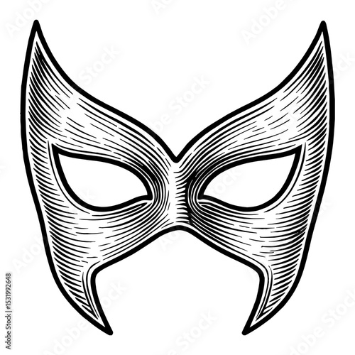 Super Hero Masquerade Mask Eye Costume Black and White Outline Line Art Drawing